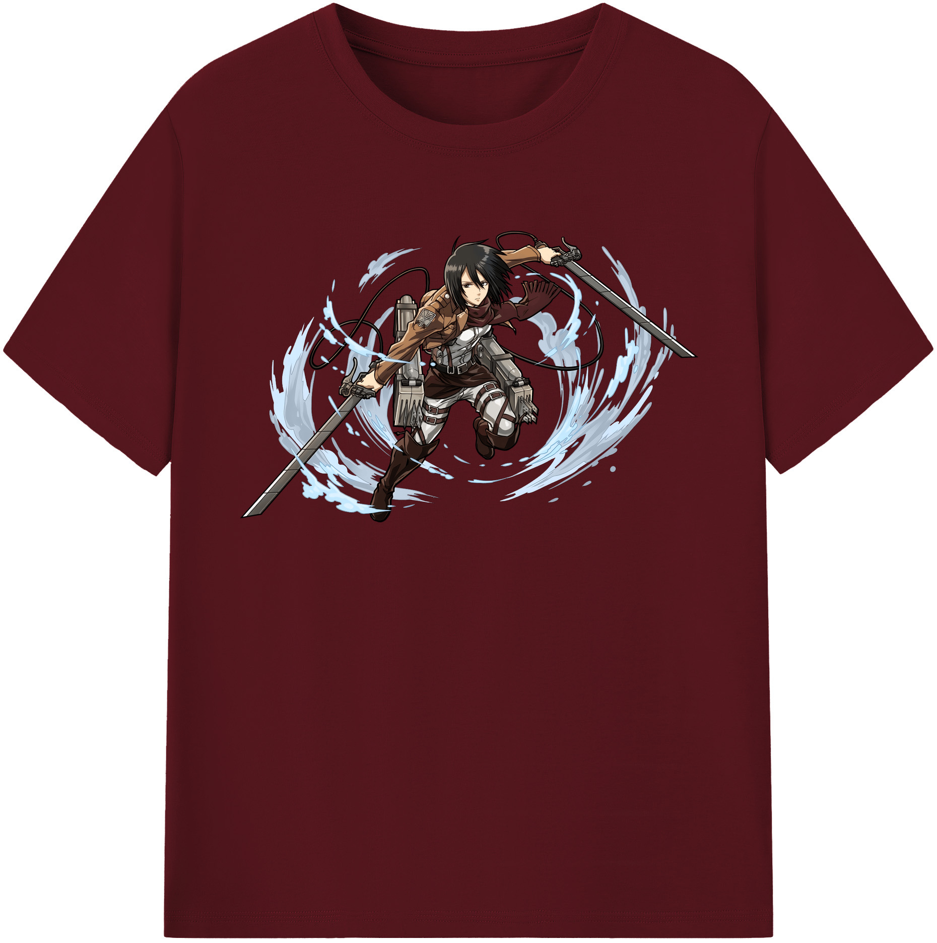 （画像用） 進撃の巨人 ミカサ·アッカーマン Attack on Titan Mikasa Ackerman 綿100％半袖Tシャツ（フロントプリント）